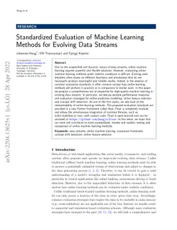 Standardized Evaluation of Machine Learning Methods for Evolving Data
  Streams