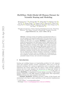 HuMMan: Multi-Modal 4D Human Dataset for Versatile Sensing and Modeling