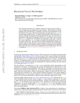 Bilinear value networks