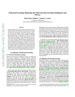 Federated Learning: Balancing the Thin Line Between Data Intelligence
  and Privacy