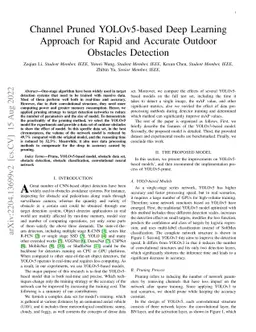 Channel Pruned YOLOv5-based Deep Learning Approach for Rapid and
  Accurate Outdoor Obstacles Detection