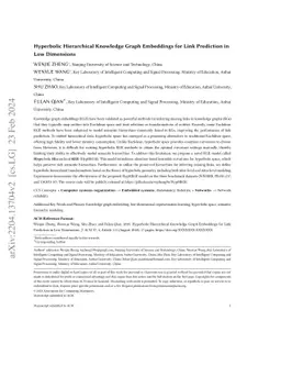 Hyperbolic Hierarchical Knowledge Graph Embeddings for Link Prediction
  in Low Dimensions