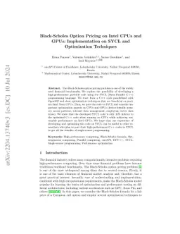 Black-Scholes Option Pricing on Intel CPUs and GPUs: Implementation on
  SYCL and Optimization Techniques