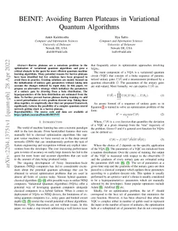 BEINIT: Avoiding Barren Plateaus in Variational Quantum Algorithms