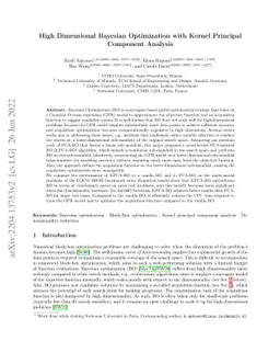 High Dimensional Bayesian Optimization with Kernel Principal Component
  Analysis