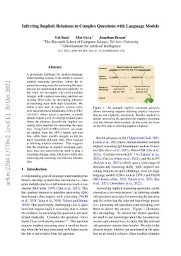 Inferring Implicit Relations in Complex Questions with Language Models