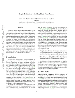 Depth Estimation with Simplified Transformer