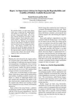 Repro: An Open-Source Library for Improving the Reproducibility and
  Usability of Publicly Available Research Code