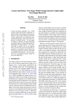 Leaner and Faster: Two-Stage Model Compression for Lightweight
  Text-Image Retrieval