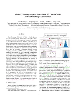 AdaInt: Learning Adaptive Intervals for 3D Lookup Tables on Real-time
  Image Enhancement