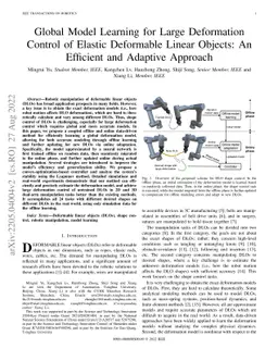 Global Model Learning for Large Deformation Control of Elastic
  Deformable Linear Objects: An Efficient and Adaptive Approach