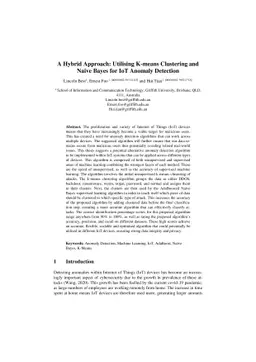 A Hybrid Approach: Utilising Kmeans Clustering and Naive Bayes for IoT
  Anomaly Detection