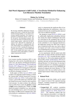 Sub-Word Alignment Is Still Useful: A Vest-Pocket Method for Enhancing
  Low-Resource Machine Translation