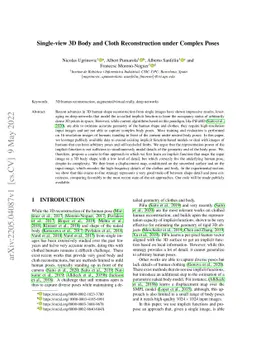 Single-view 3D Body and Cloth Reconstruction under Complex Poses