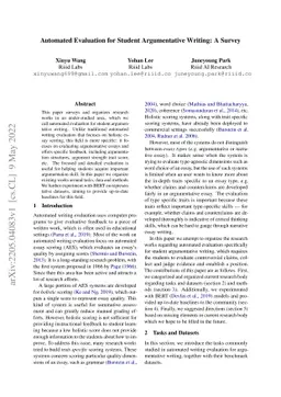 Automated Evaluation for Student Argumentative Writing: A Survey