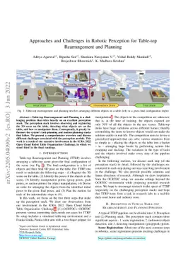 Approaches and Challenges in Robotic Perception for Table-top
  Rearrangement and Planning