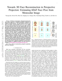 Towards 3D Face Reconstruction in Perspective Projection: Estimating
  6DoF Face Pose from Monocular Image