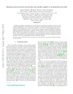 Quantum neural network autoencoder and classifier applied to an
  industrial case study