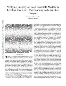 Verifying Integrity of Deep Ensemble Models by Lossless Black-box
  Watermarking with Sensitive Samples