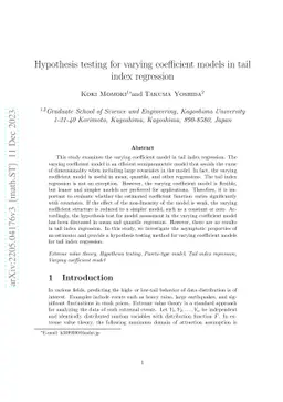 Hypothesis testing for varying coefficient models in tail index
  regression