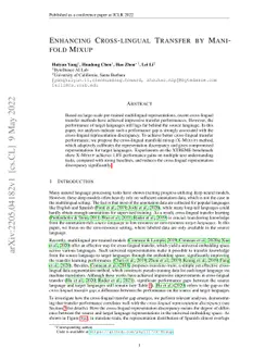 Enhancing Cross-lingual Transfer by Manifold Mixup