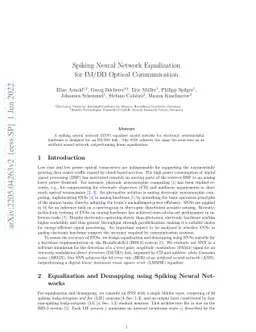 Spiking Neural Network Equalization for IM/DD Optical Communication