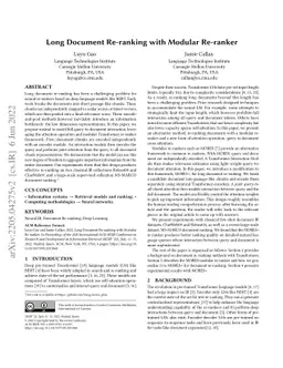 Long Document Re-ranking with Modular Re-ranker