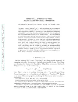 Statistical inference with regularized optimal transport