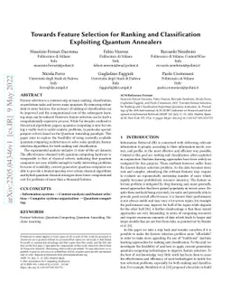 Towards Feature Selection for Ranking and Classification Exploiting
  Quantum Annealers