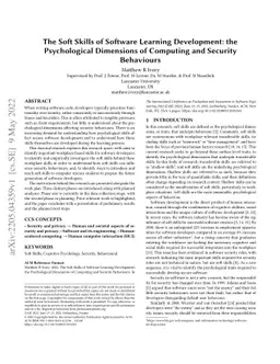 The Soft Skills of Software Learning Development: the Psychological
  Dimensions of Computing and Security Behaviours
