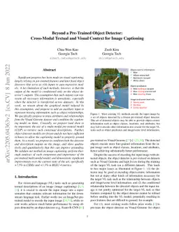 Beyond a Pre-Trained Object Detector: Cross-Modal Textual and Visual
  Context for Image Captioning