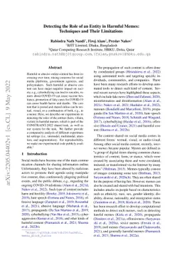 Detecting the Role of an Entity in Harmful Memes: Techniques and Their
  Limitations