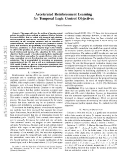 Accelerated Reinforcement Learning for Temporal Logic Control Objectives