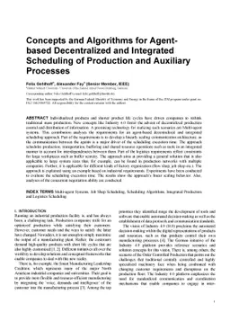Concepts and Algorithms for Agent-based Decentralized and Integrated
  Scheduling of Production and Auxiliary Processes