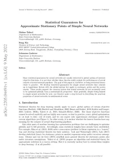 Statistical Guarantees for Approximate Stationary Points of Shallow Neural Networks