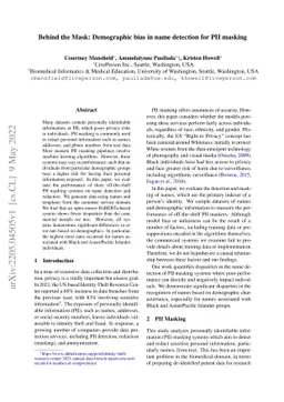 Behind the Mask: Demographic bias in name detection for PII masking