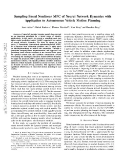 Sampling-Based Nonlinear MPC of Neural Network Dynamics with Application
  to Autonomous Vehicle Motion Planning