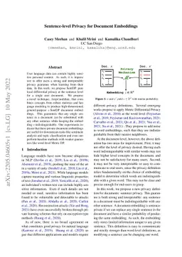 Sentence-level Privacy for Document Embeddings
