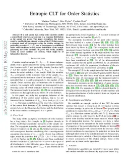 Entropic CLT for Order Statistics
