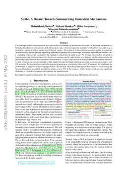 SuMe: A Dataset Towards Summarizing Biomedical Mechanisms