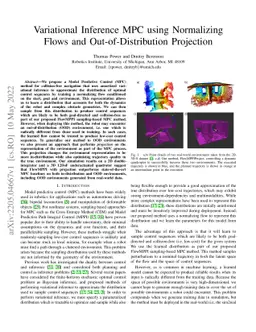 Variational Inference MPC using Normalizing Flows and
  Out-of-Distribution Projection