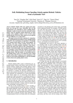 SoK: Rethinking Sensor Spoofing Attacks against Robotic Vehicles from a
  Systematic View