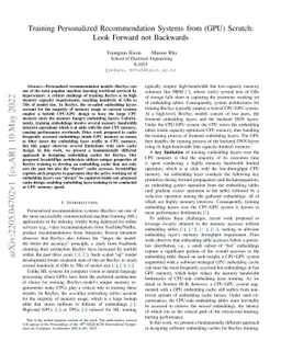 Training Personalized Recommendation Systems from (GPU) Scratch: Look
  Forward not Backwards