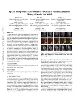 Spatio-Temporal Transformer for Dynamic Facial Expression Recognition in
  the Wild