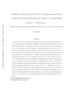 Confidence Intervals for the Number of Components in Factor Analysis and
  Principal Components Analysis via Subsampling
