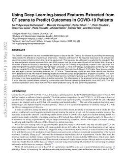 Using Deep Learning-based Features Extracted from CT scans to Predict
  Outcomes in COVID-19 Patients