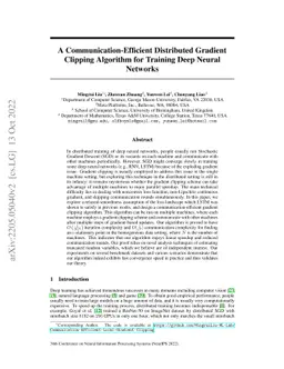 A Communication-Efficient Distributed Gradient Clipping Algorithm for
  Training Deep Neural Networks