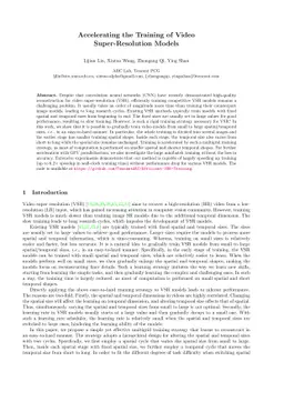 Accelerating the Training of Video Super-Resolution Models