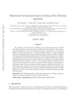 Regression-based projection for learning Mori-Zwanzig operators