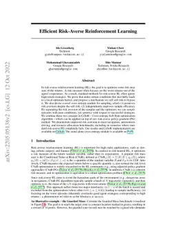 Efficient Risk-Averse Reinforcement Learning
